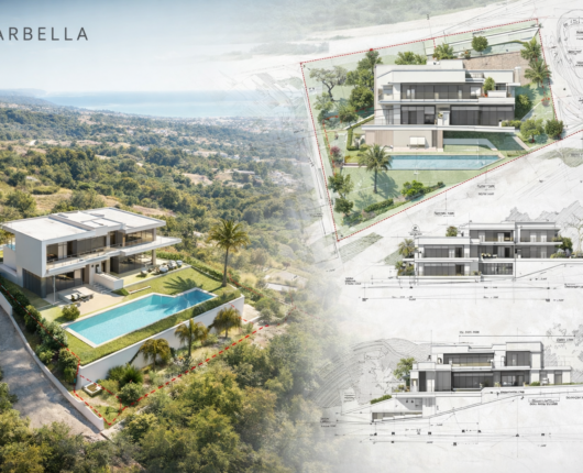 Bebauungsstudie einer modernen Villa auf einem Grundstück in Marbella